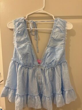 Edikted Gizelle Cotton V Neck Babydoll Top